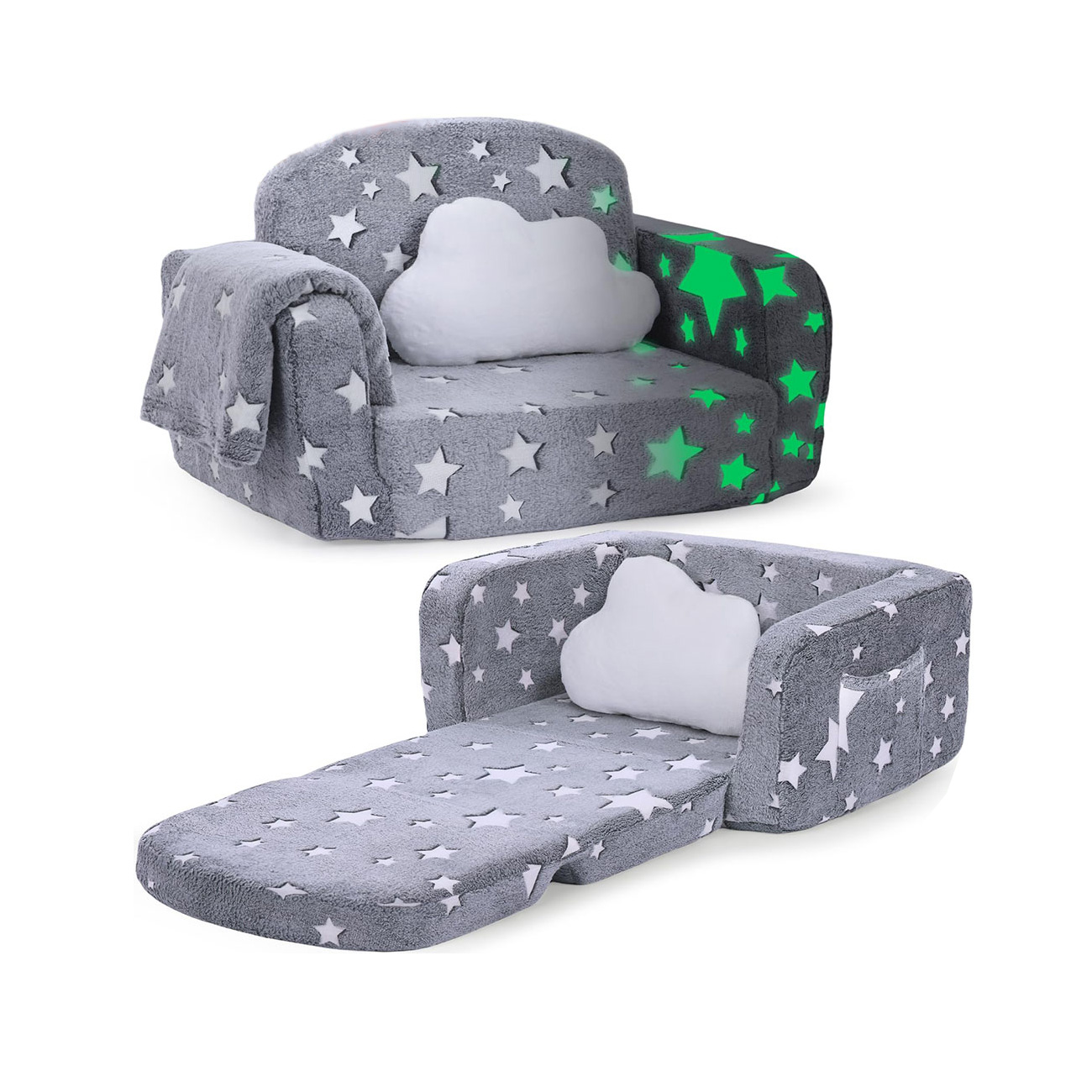 Foldable Kids Sofa Bed Glows in the Dark