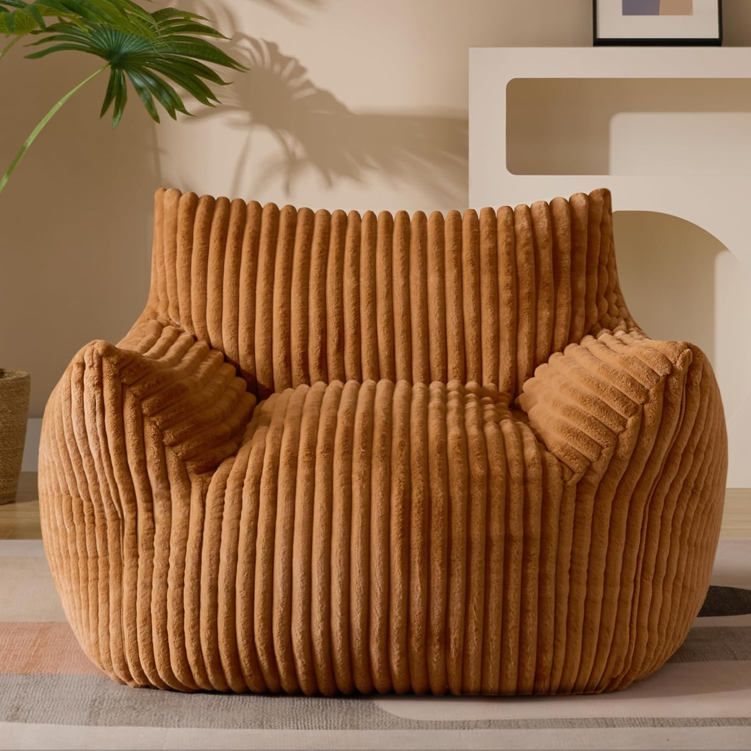 Soft Foam Bean Bag Chair for Adults with Armrests