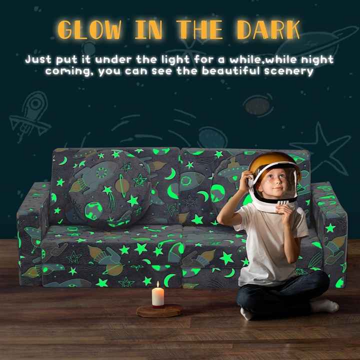 12pcs Kids Playroom Versatile Modular Couch with Green Glow