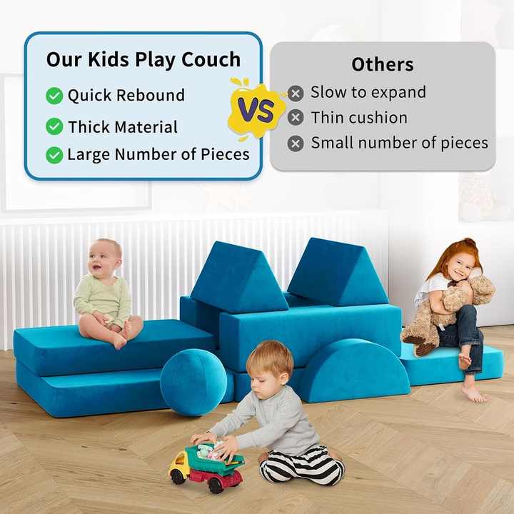 12PCS Toddler Modular Composable Couch for Children Playroom