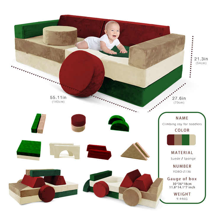 14pcs Kids Compressible Foam Play Blocks for Christmas Gifts
