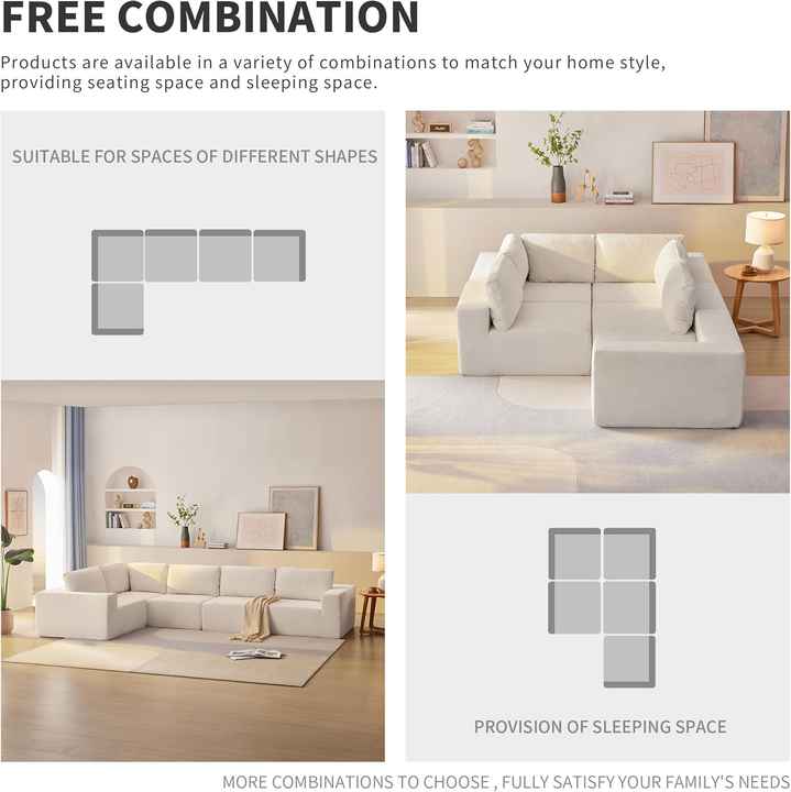 Minimalist Corner Modular Sectional Compressed Sofa