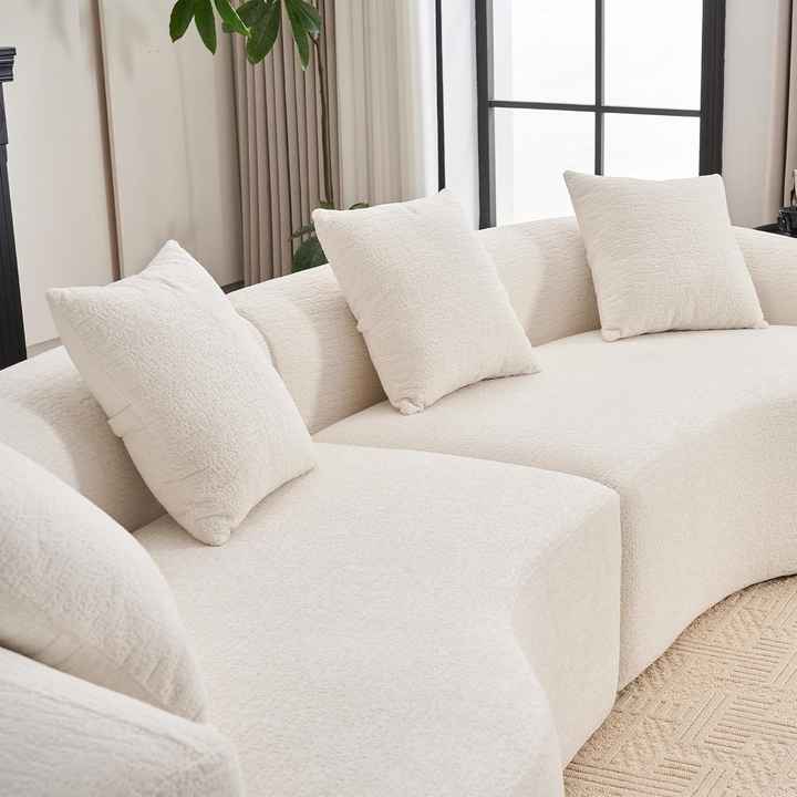 110" Curved Modern Minimalist Sofa Couch Set