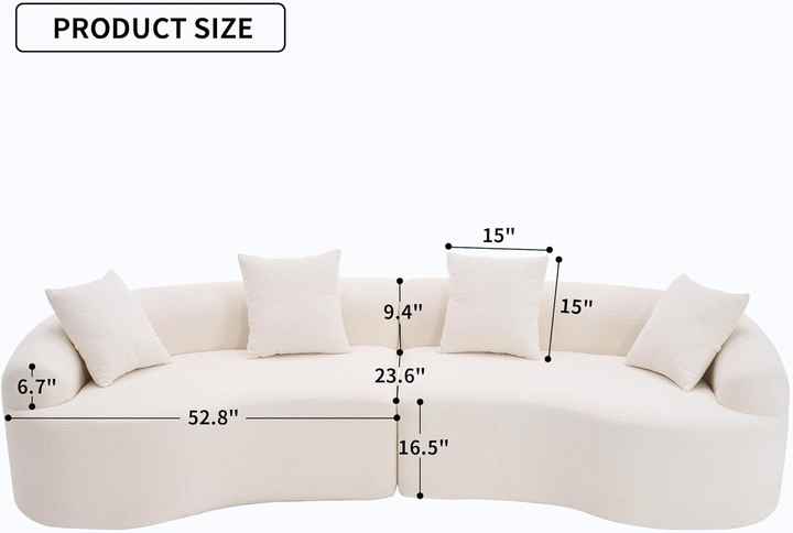 110" Curved Modern Minimalist Sofa Couch Set