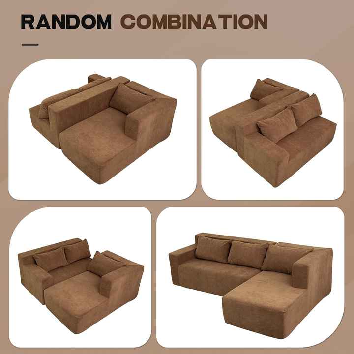 L Shaped Modular Sectional Compressible Sofa Set