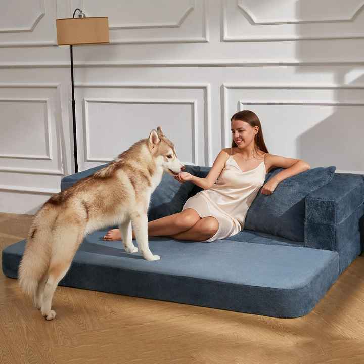3-in-1 Convertible Floor Sofa For Adults and Pets