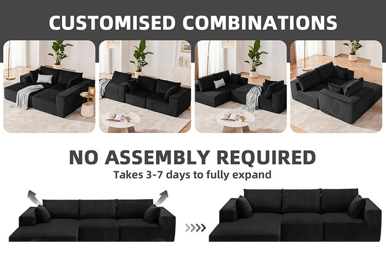 108" Vacuum Compression Sofa Set for Living Room