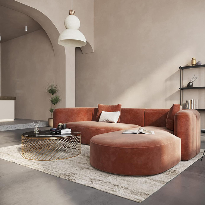 3-Seater Curved High Density Sponge Compressed Sofa for Home and Hotel