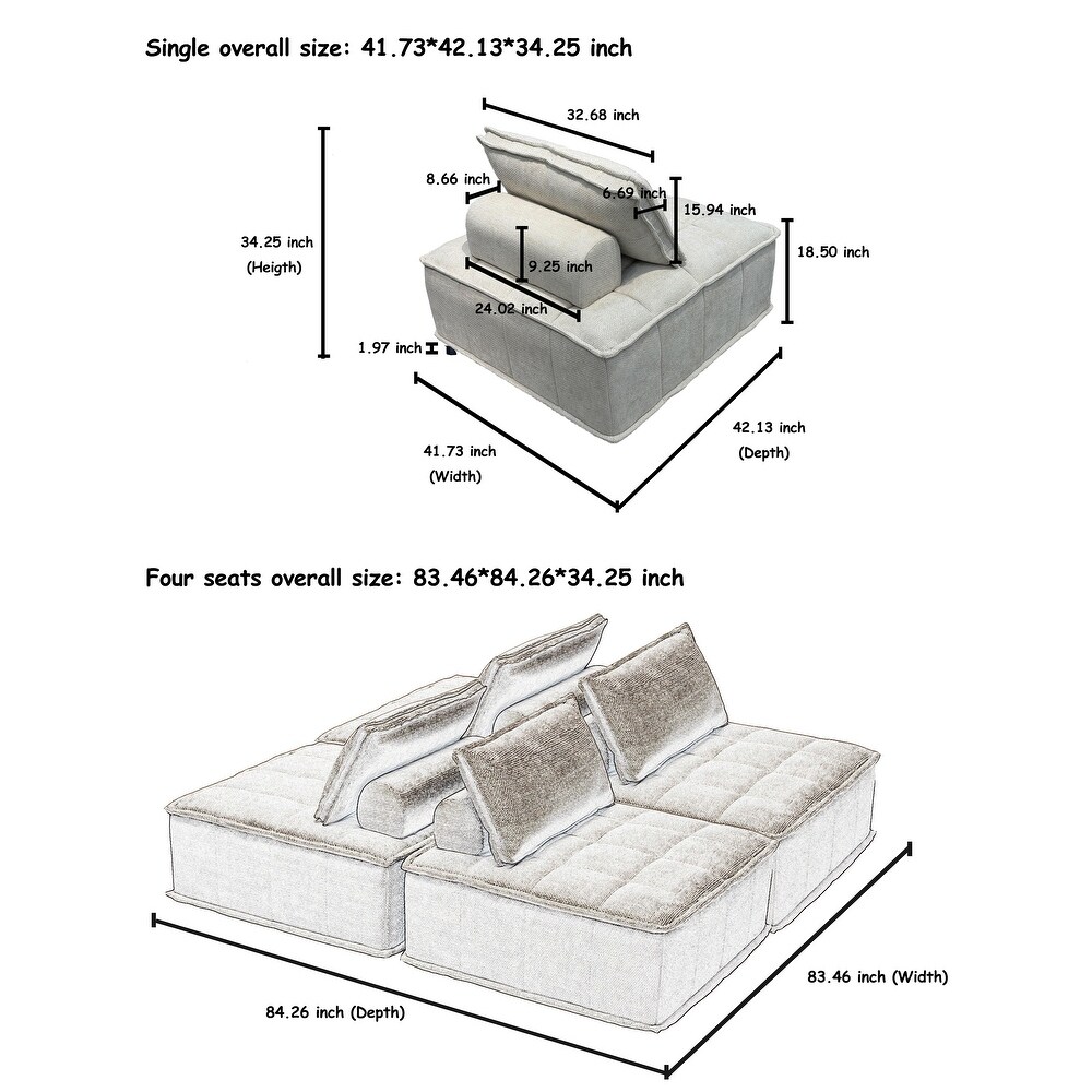 Free Combination Modular Chenille Upholstered Module Sofa