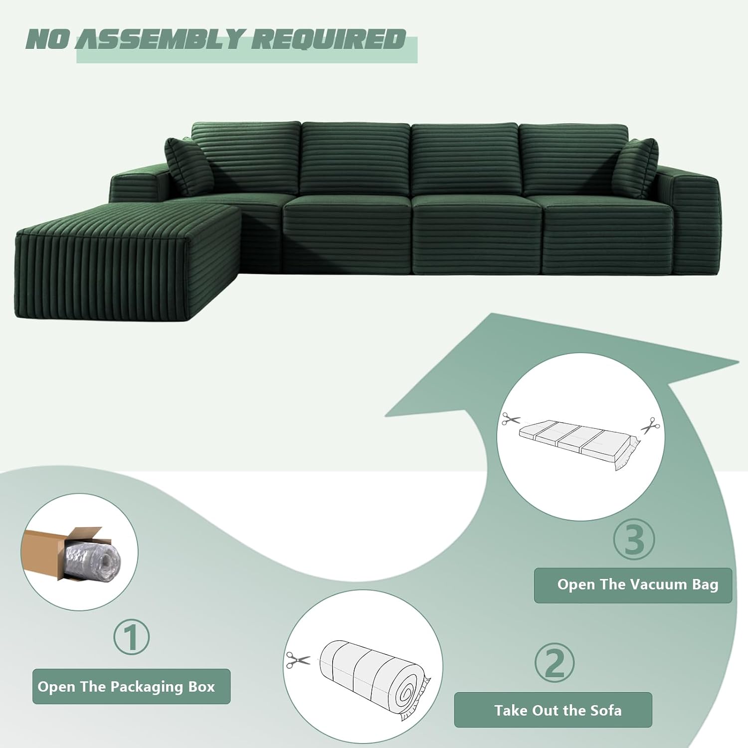 146" U Shape Modular Sectional Compression Sofa