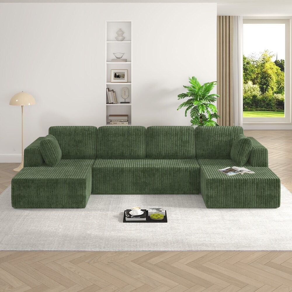 146" U Shape Modular Sectional Compression Sofa