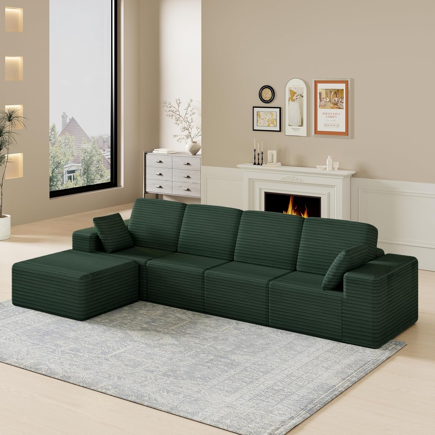 146" U Shape Modular Sectional Compression Sofa