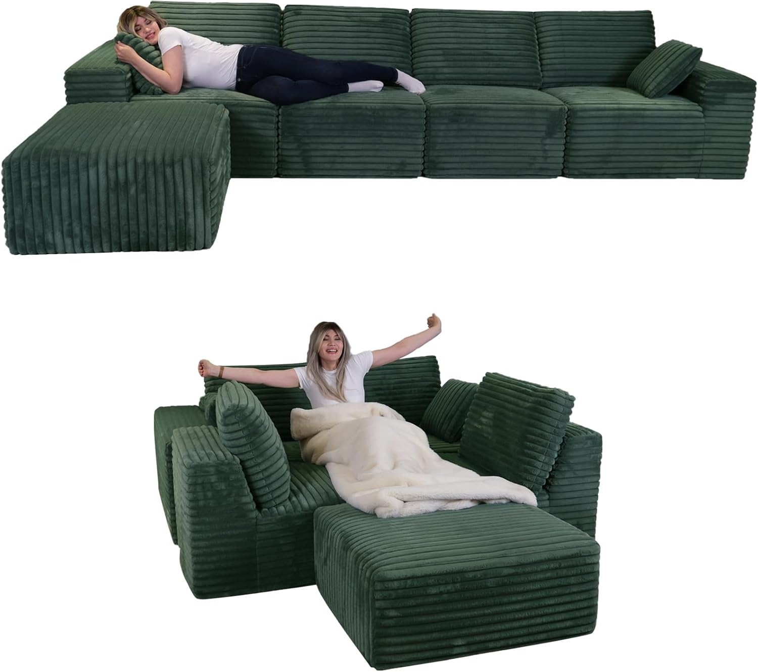 146" U Shape Modular Sectional Compression Sofa