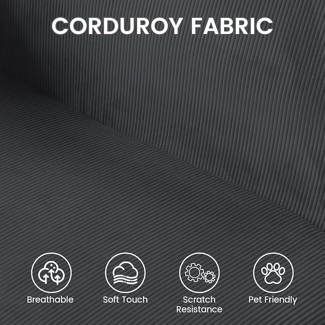 3 Seats Modular Sectional Corduroy Compressible Sofa