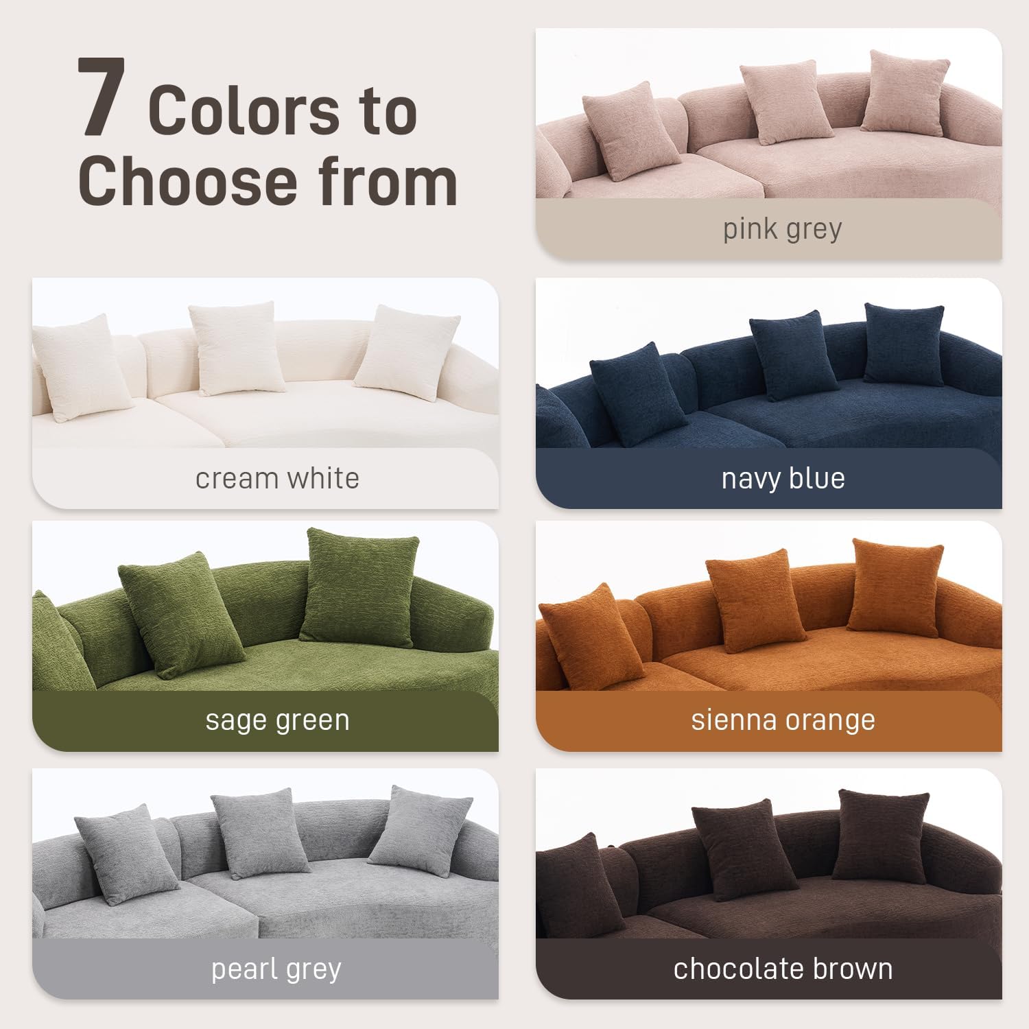 110" Curved Modern Minimalist Sofa Couch Set