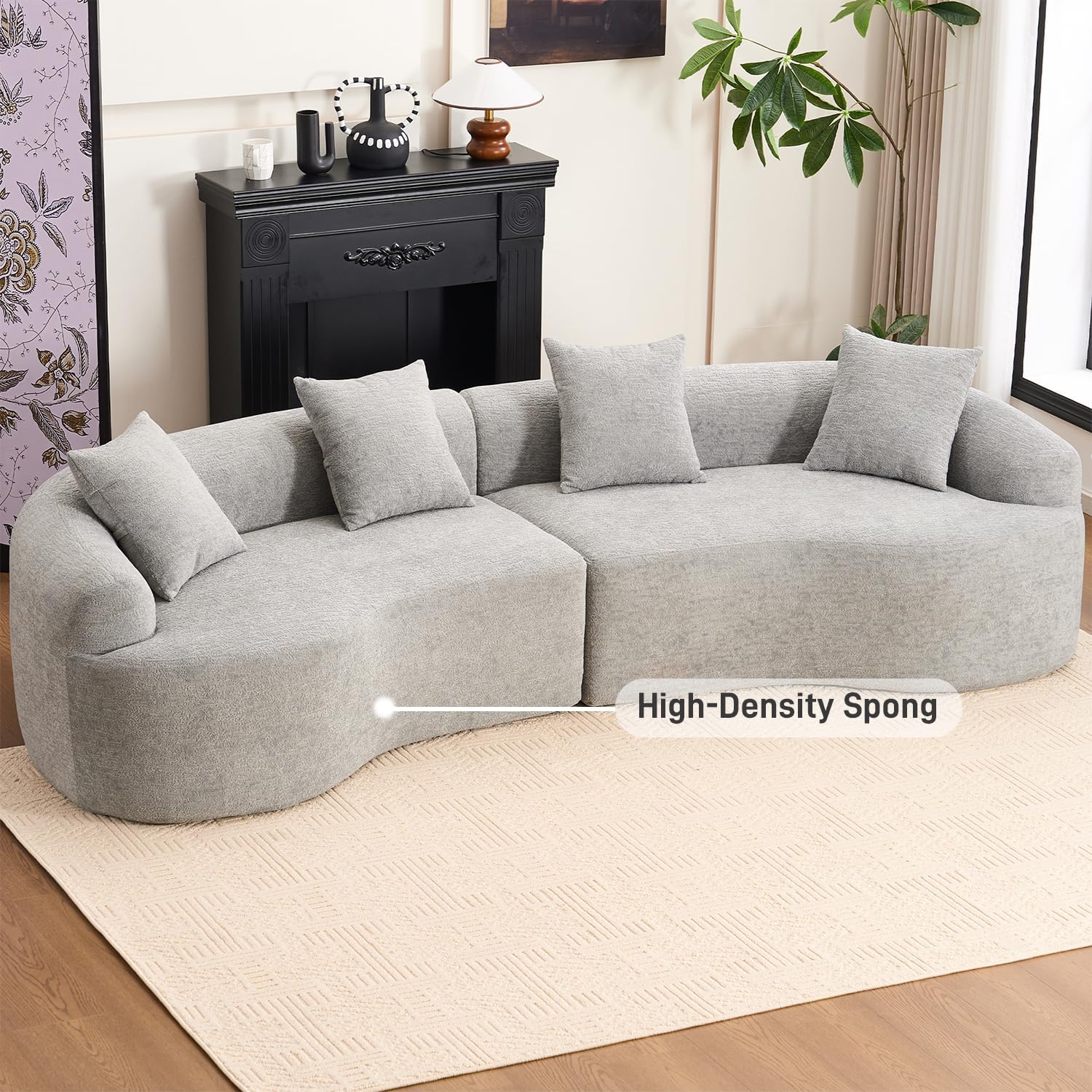 110" Curved Modern Minimalist Sofa Couch Set