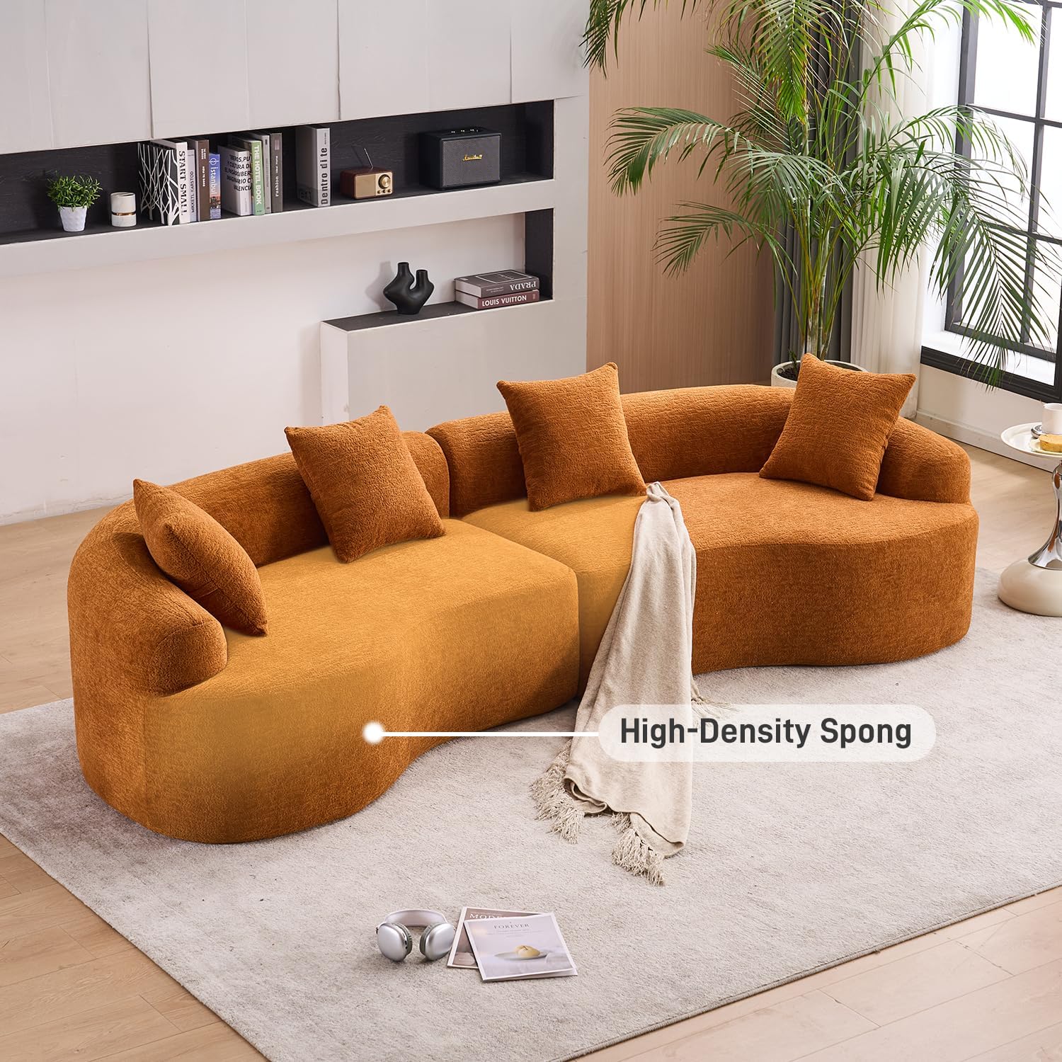 110" Curved Modern Minimalist Sofa Couch Set
