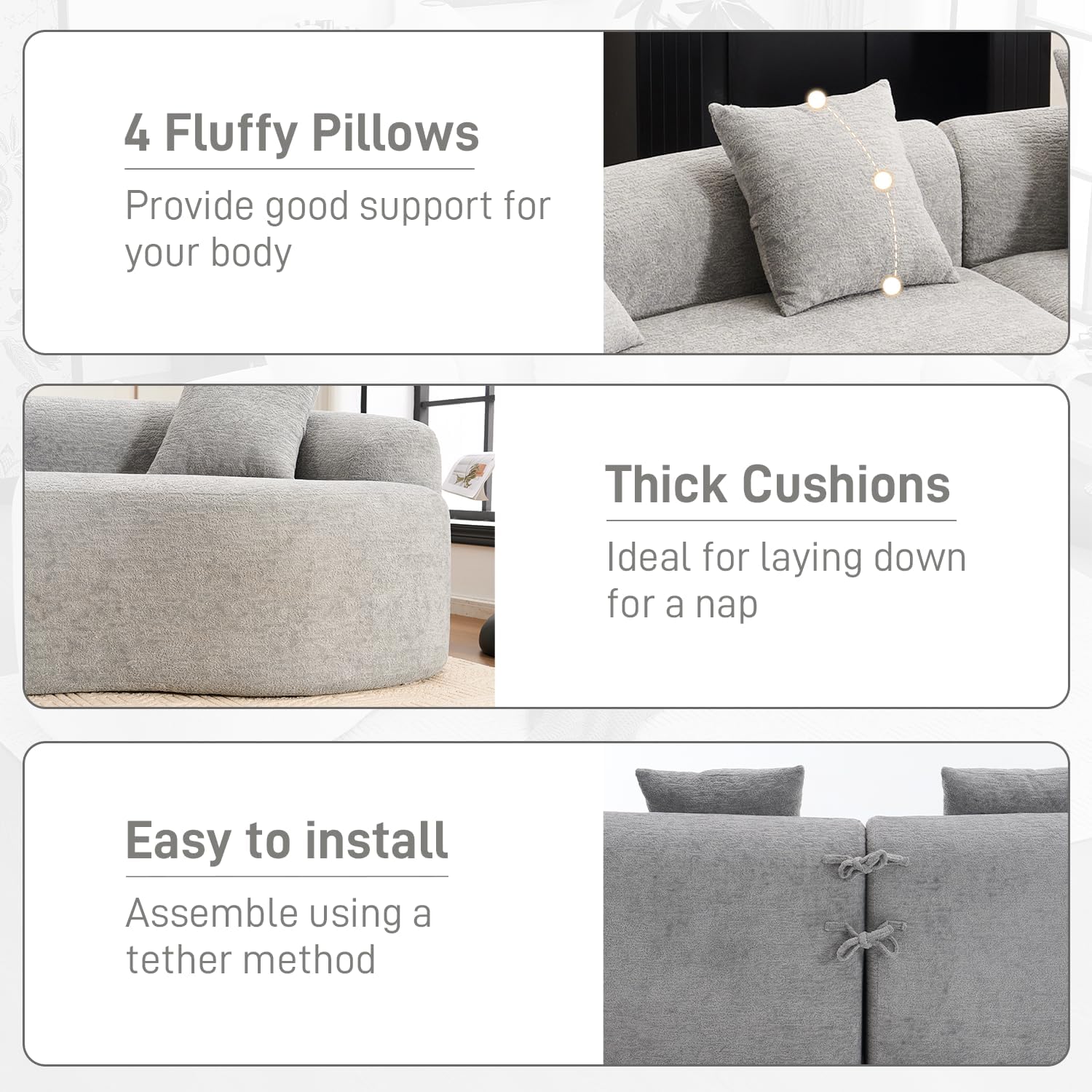 110" Curved Modern Minimalist Sofa Couch Set