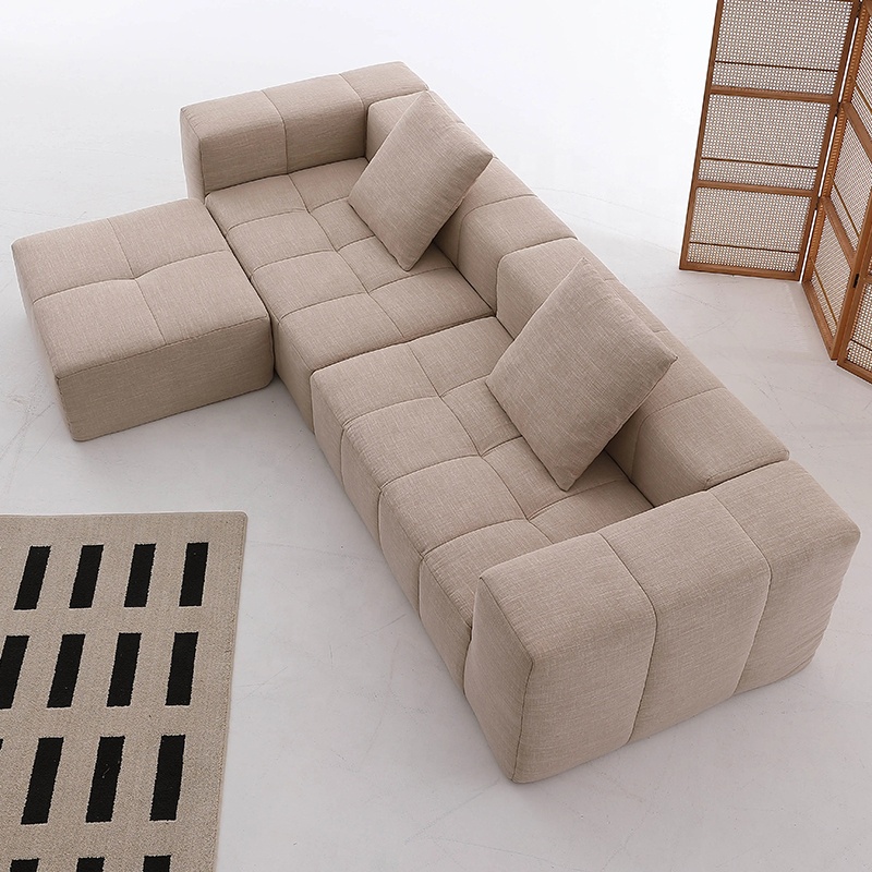 Compression Sofa Small Flat Three Straight Butter Tofu Block Sofa
