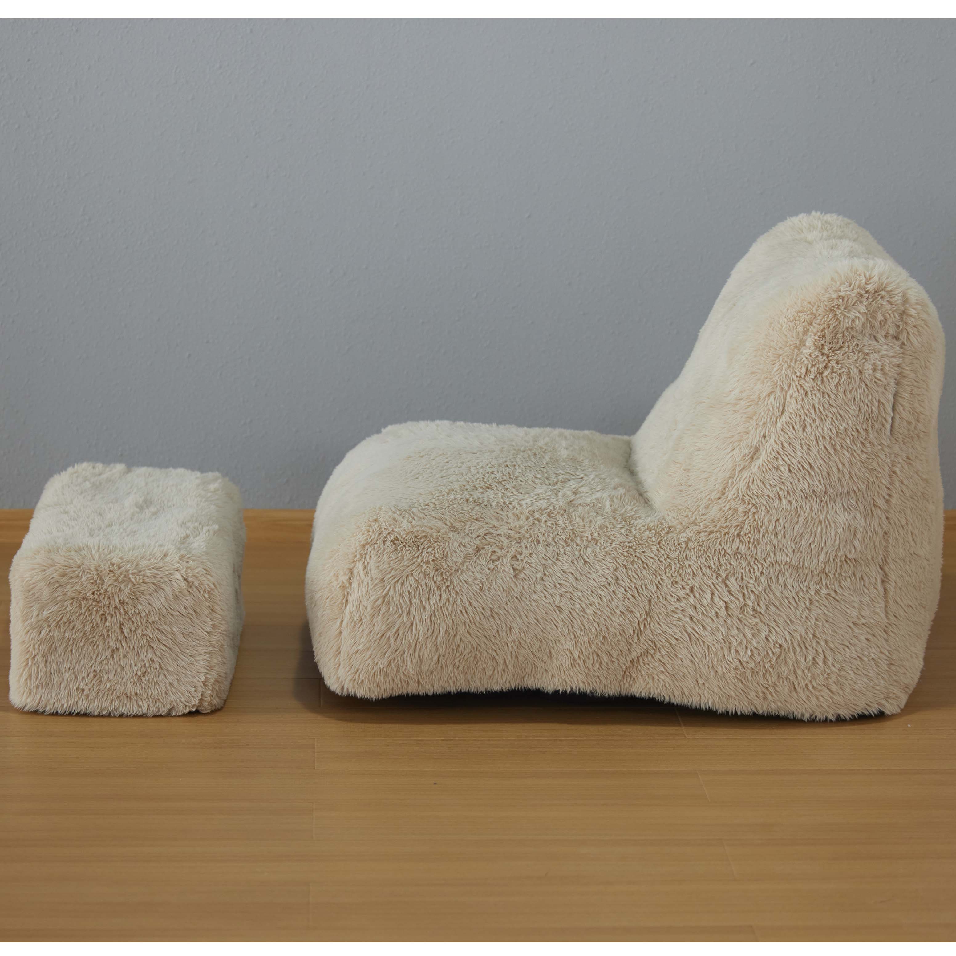 Compressed Foam Bean Bag Chairs Home Furniture Lounger Sofa Bed with Footrest