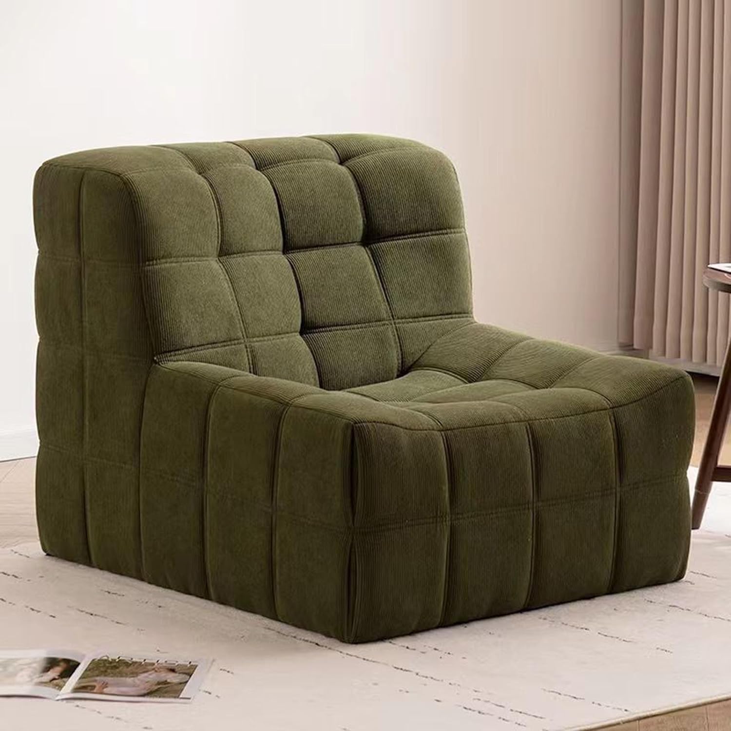 Waffle Square Single Lazy Sofa With Compressed Foam