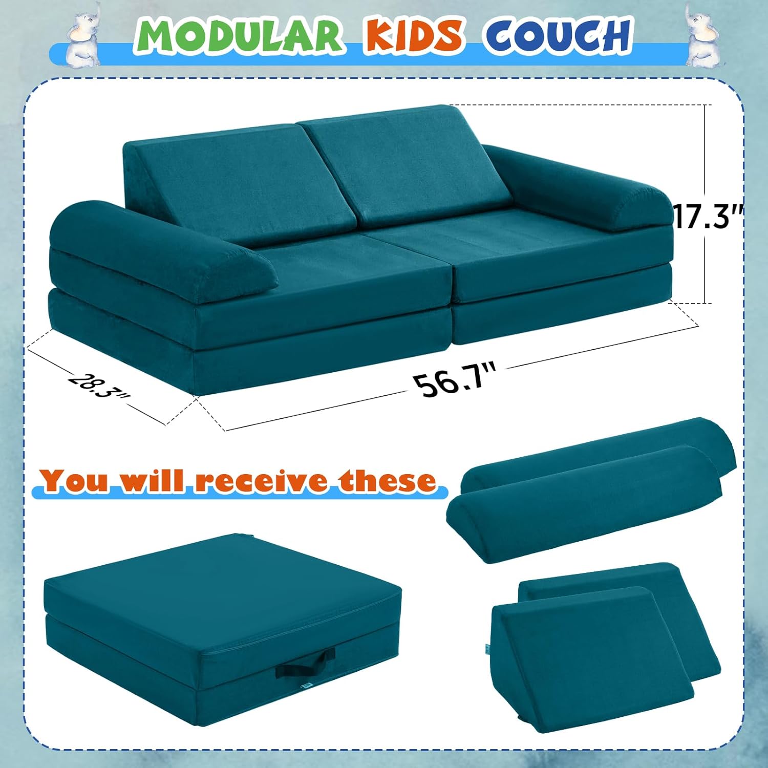 Toddler Play Room Couch Sofa and Fort Building Kit