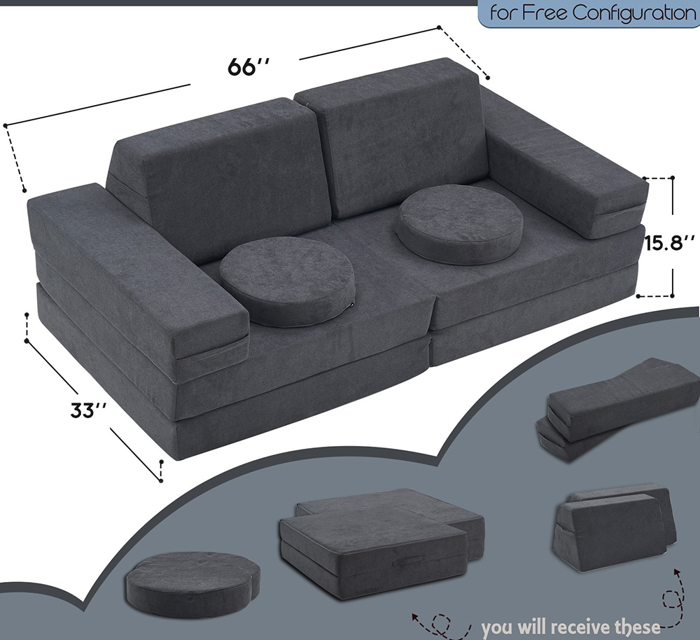 10pcs Kids Play Floor Sofa - Toddlers Modular Couch
