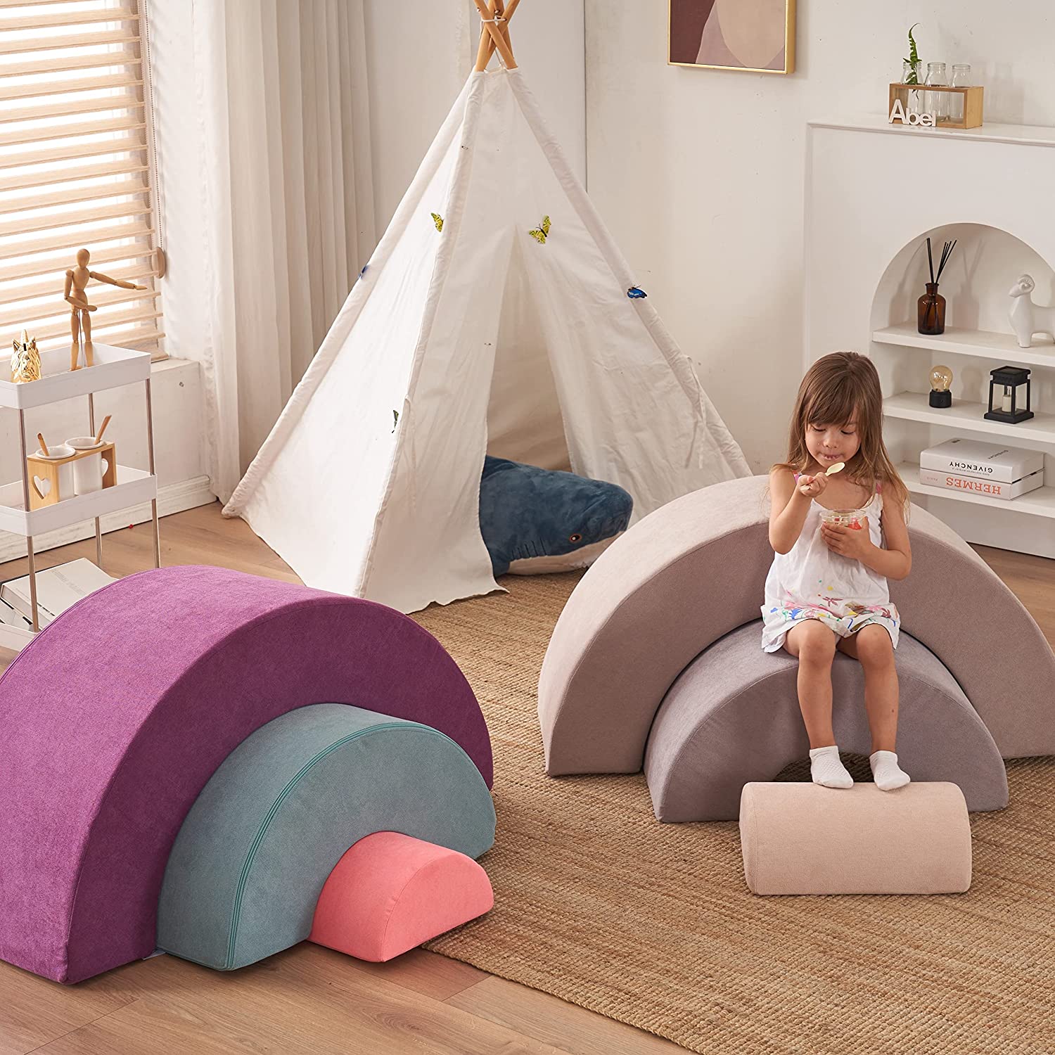 3pcs Rainbow Soft Foam Climbing Blocks