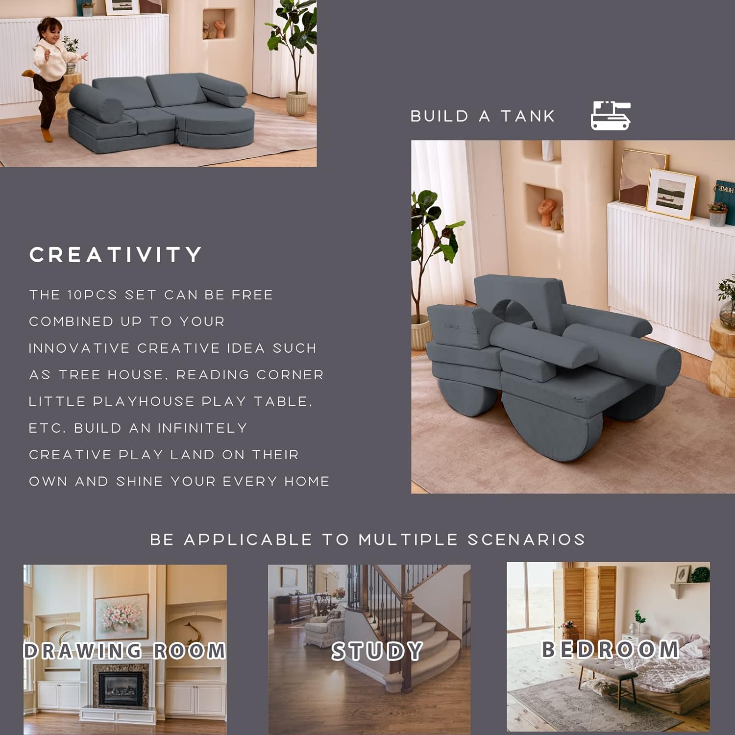 14Pcs Kids Sofa - Modular Foam Play Couch