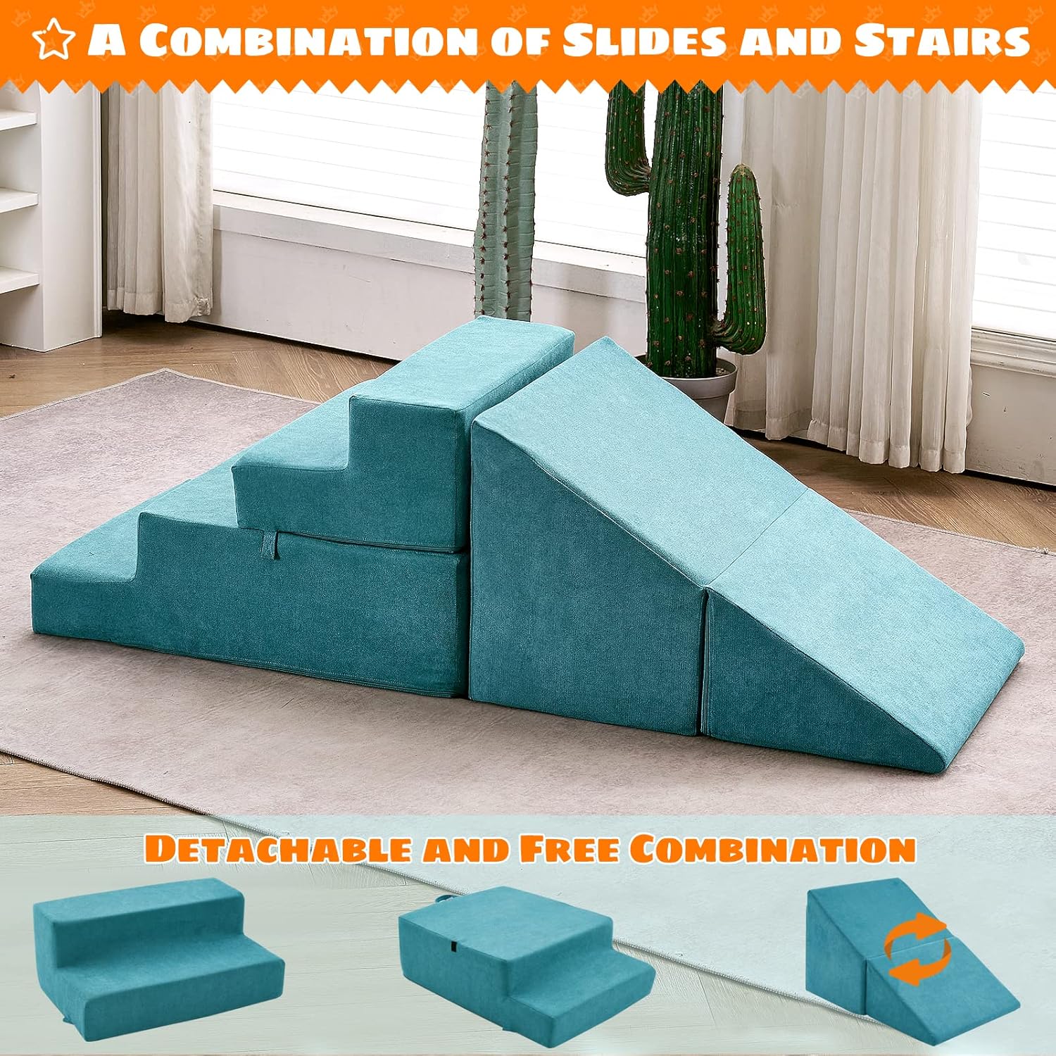 Safe Soft Foam Climbing Blocks with Slide Stairs