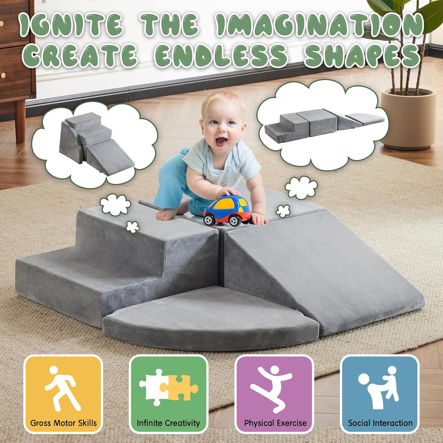 Soft Play Equipment Soft Velvet Foam Climbing Blocks