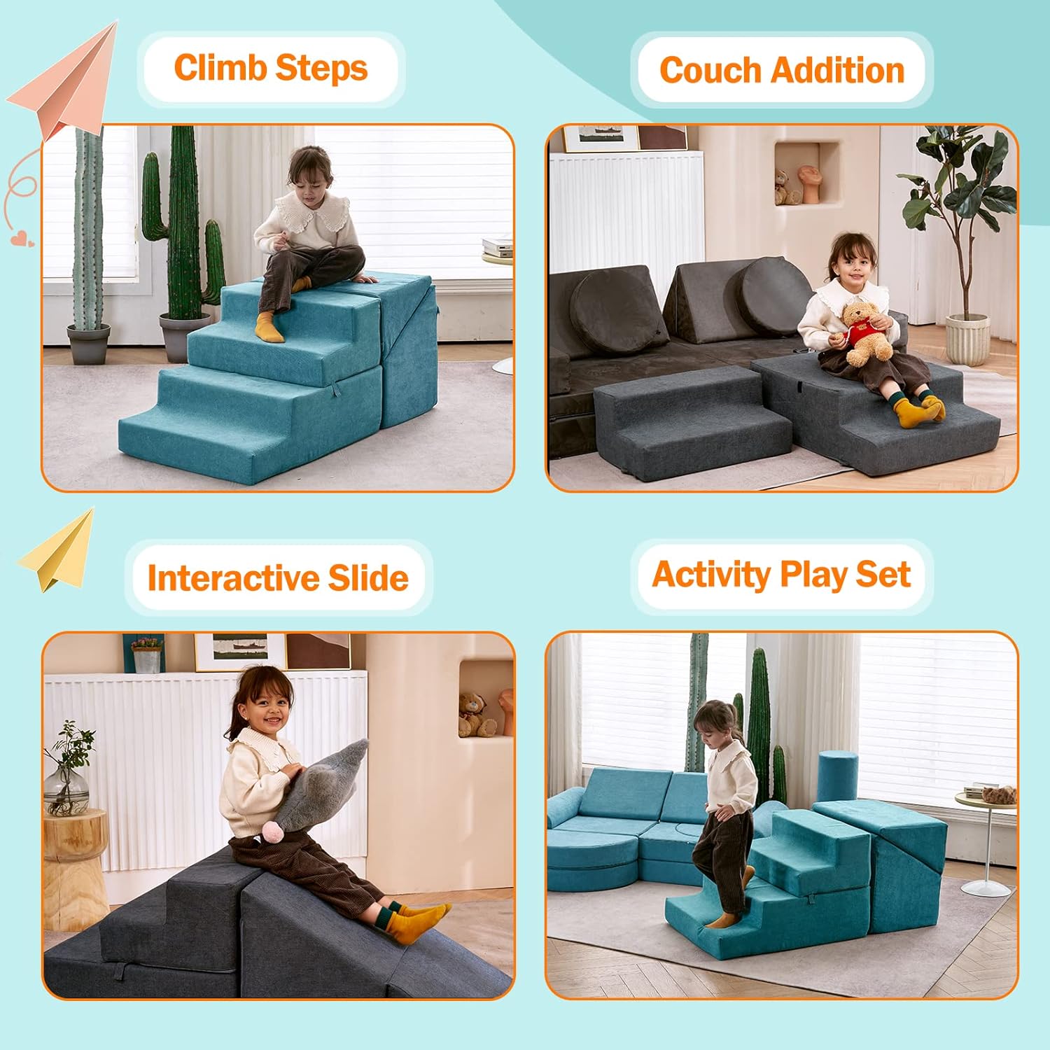 Safe Soft Foam Climbing Blocks with Slide Stairs