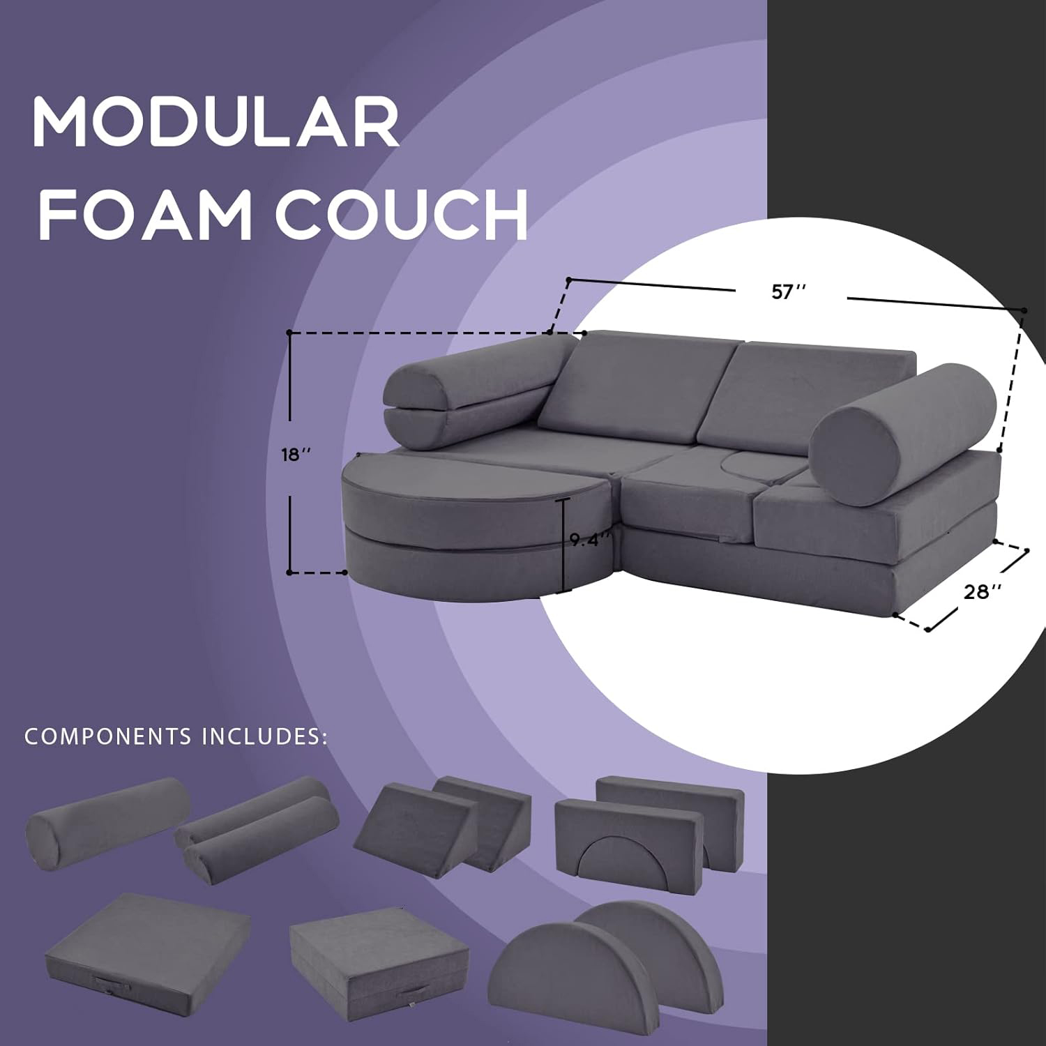 14Pcs Kids Sofa - Modular Foam Play Couch