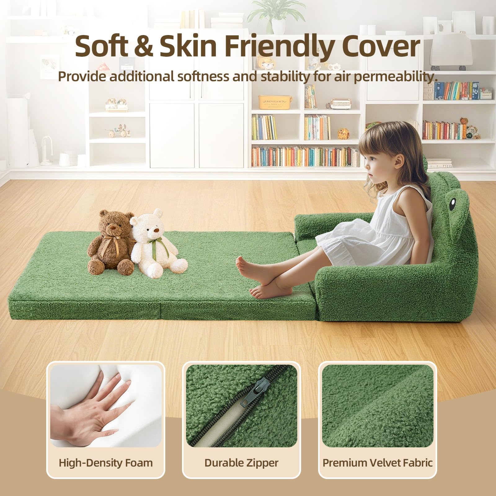 Custom Foldable Kid Couch Bed With Compressed Package