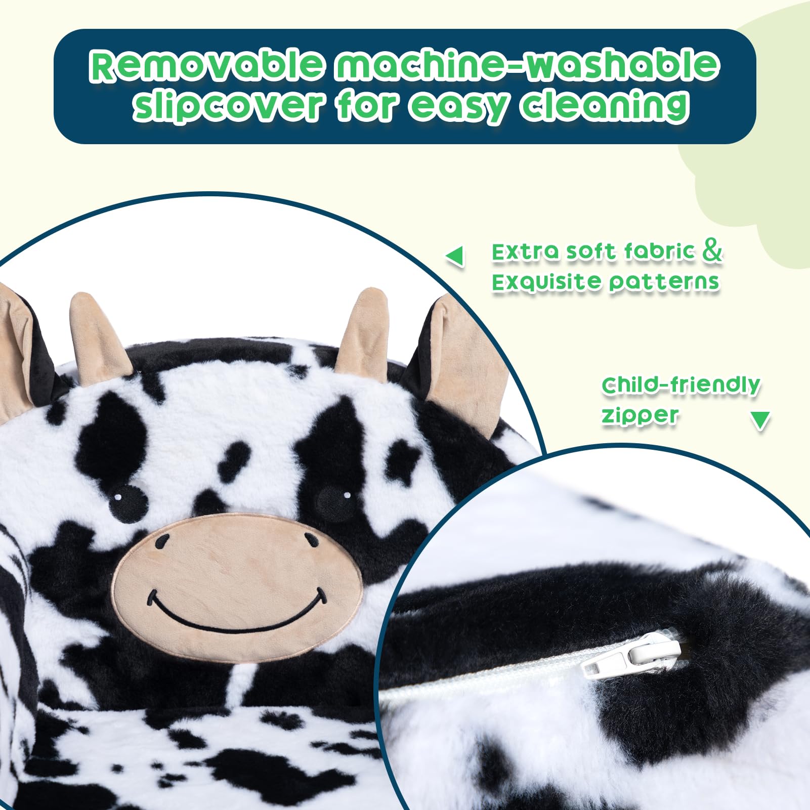 Cartoon Cow Shape Kids Sofa Baby Couch With Compressed Package