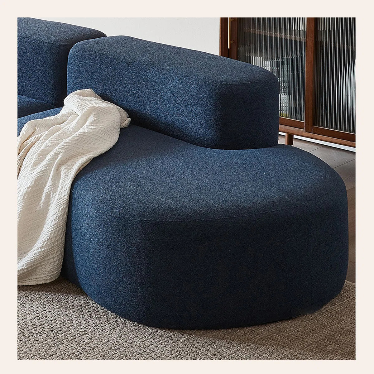 Modern Curved Sectional Sofa With Sherpa Fabric and Compressed Foam