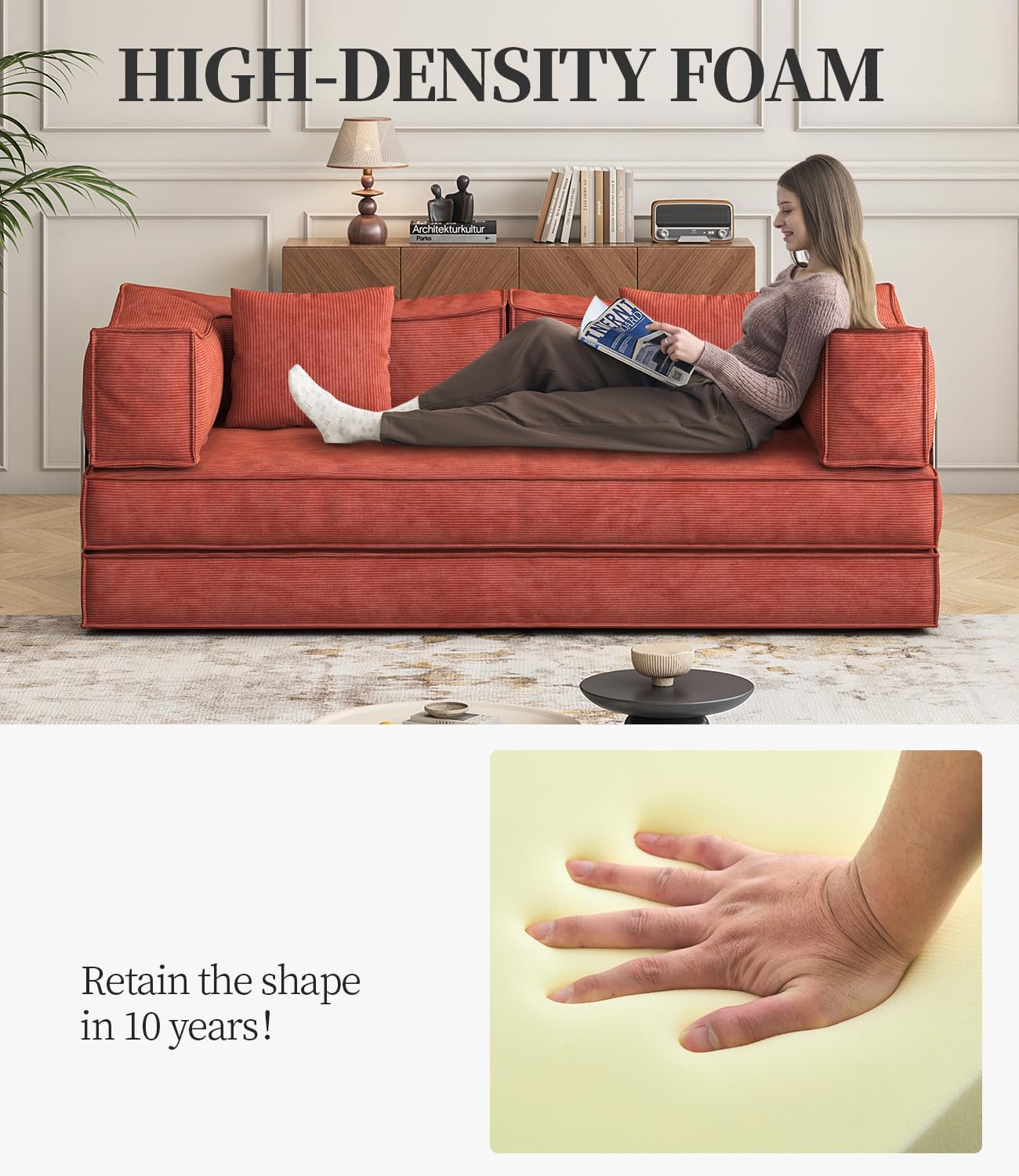 3-in-1 Diy Combination Corduroy Folding Sleeper Sofa