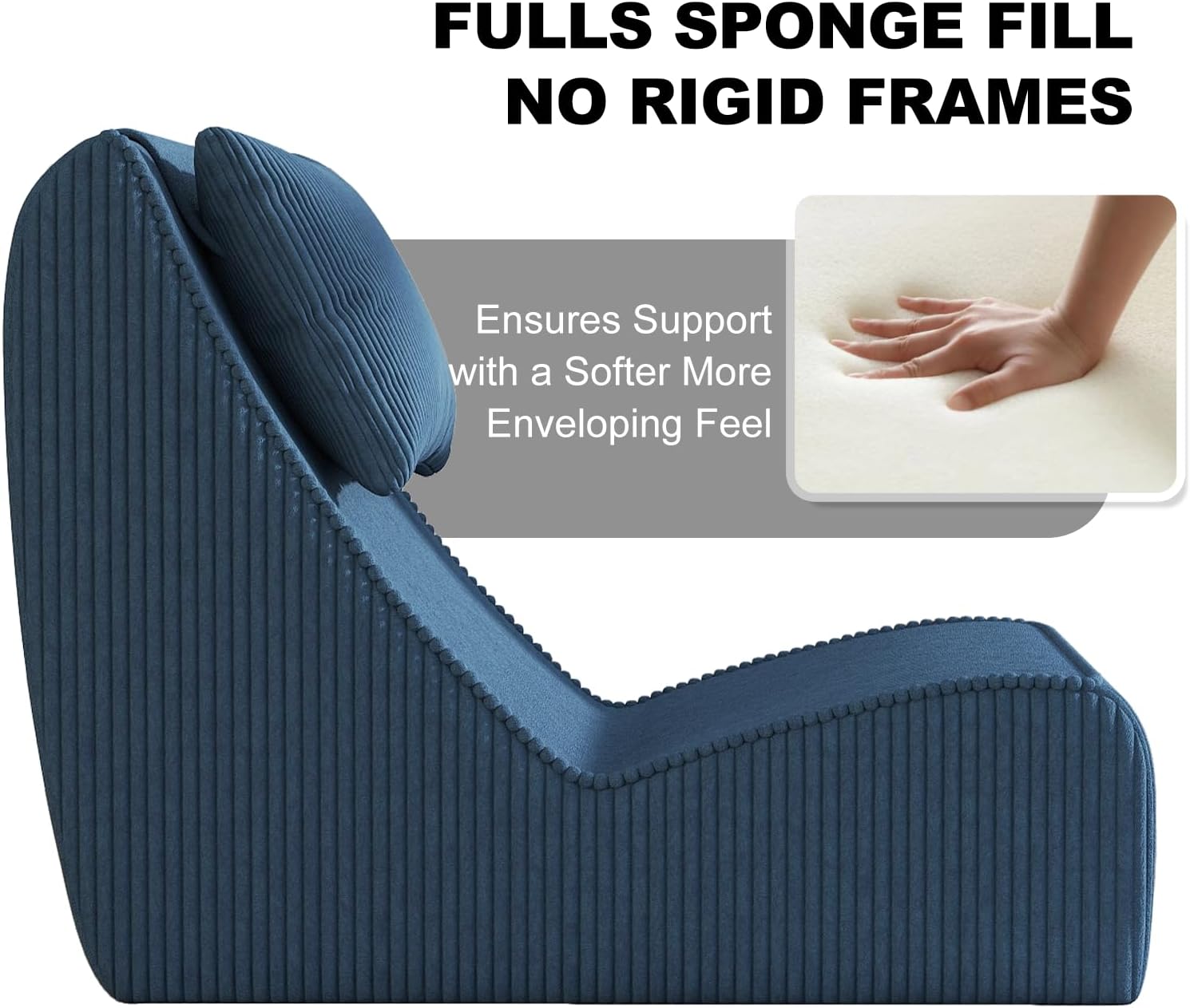 High Density Foam Chaise Lounge with Ottoman & Detachable Neck Pillow