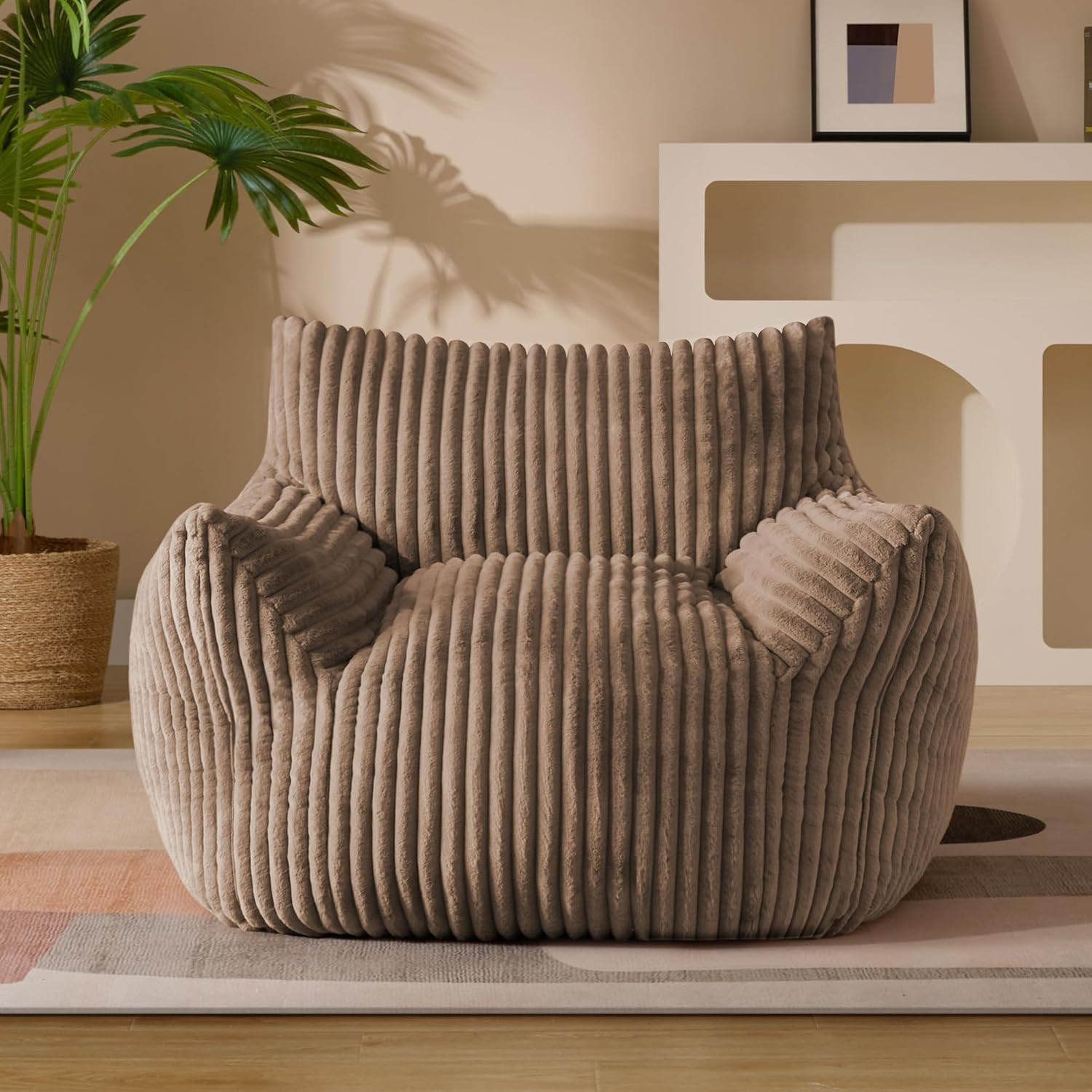 Soft Foam Bean Bag Chair for Adults with Armrests