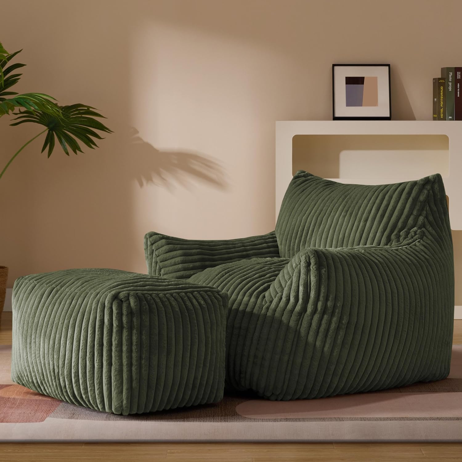 Soft Foam Bean Bag Chair for Adults with Armrests