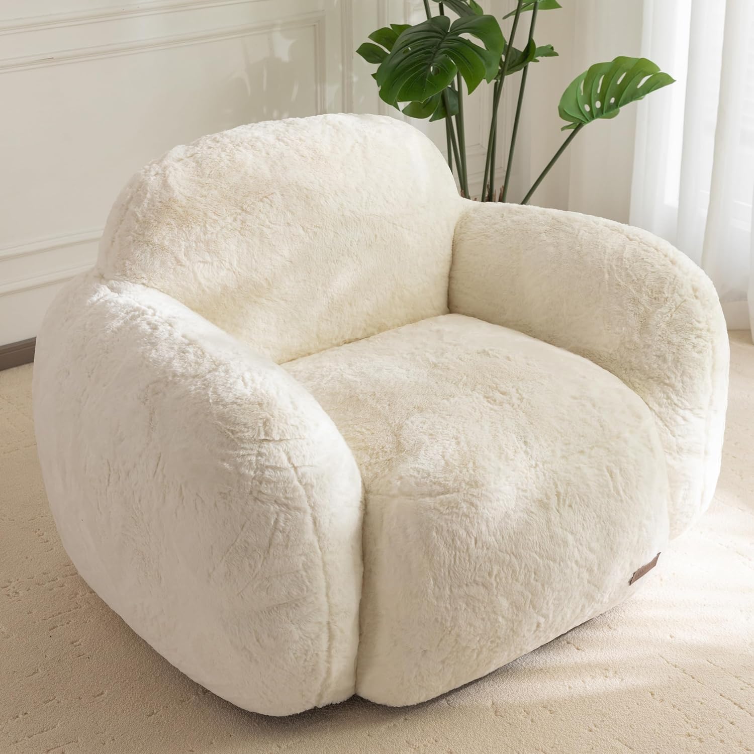 Pebble Shaped Single Bean Bag Sofa with Backrest & Armrests