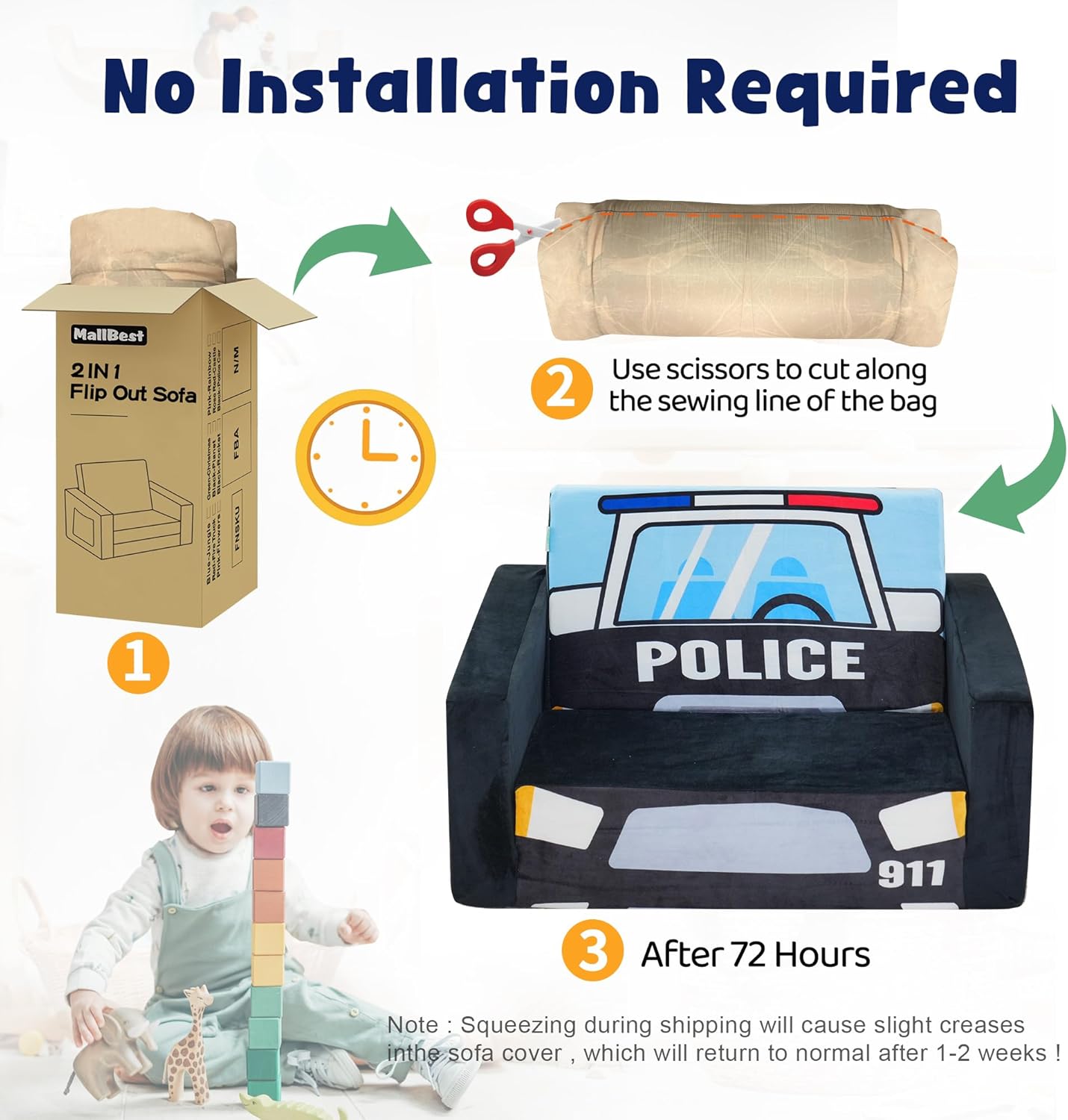 High-Density Sponge Flip-out Children Sofa Bed