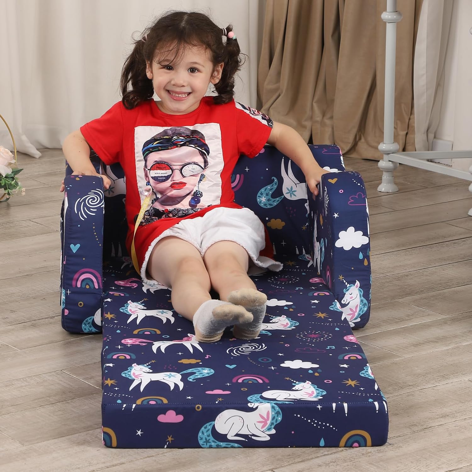 Rainbow Unicorn Print Flipout Kids Sofa Bed