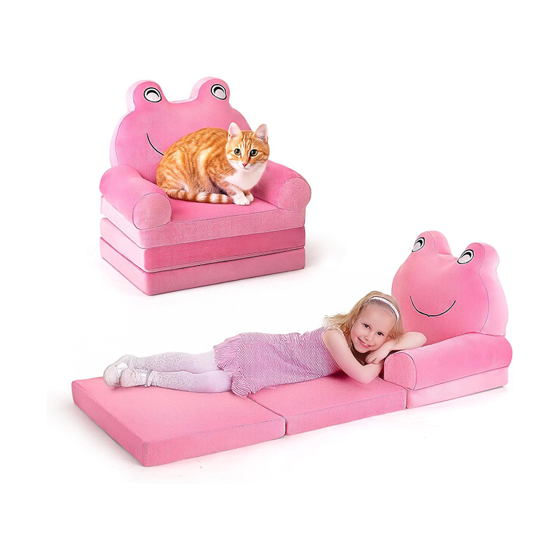 Toddlers and Kids Foldable Foam Sofa Bed With Green Frog Shape