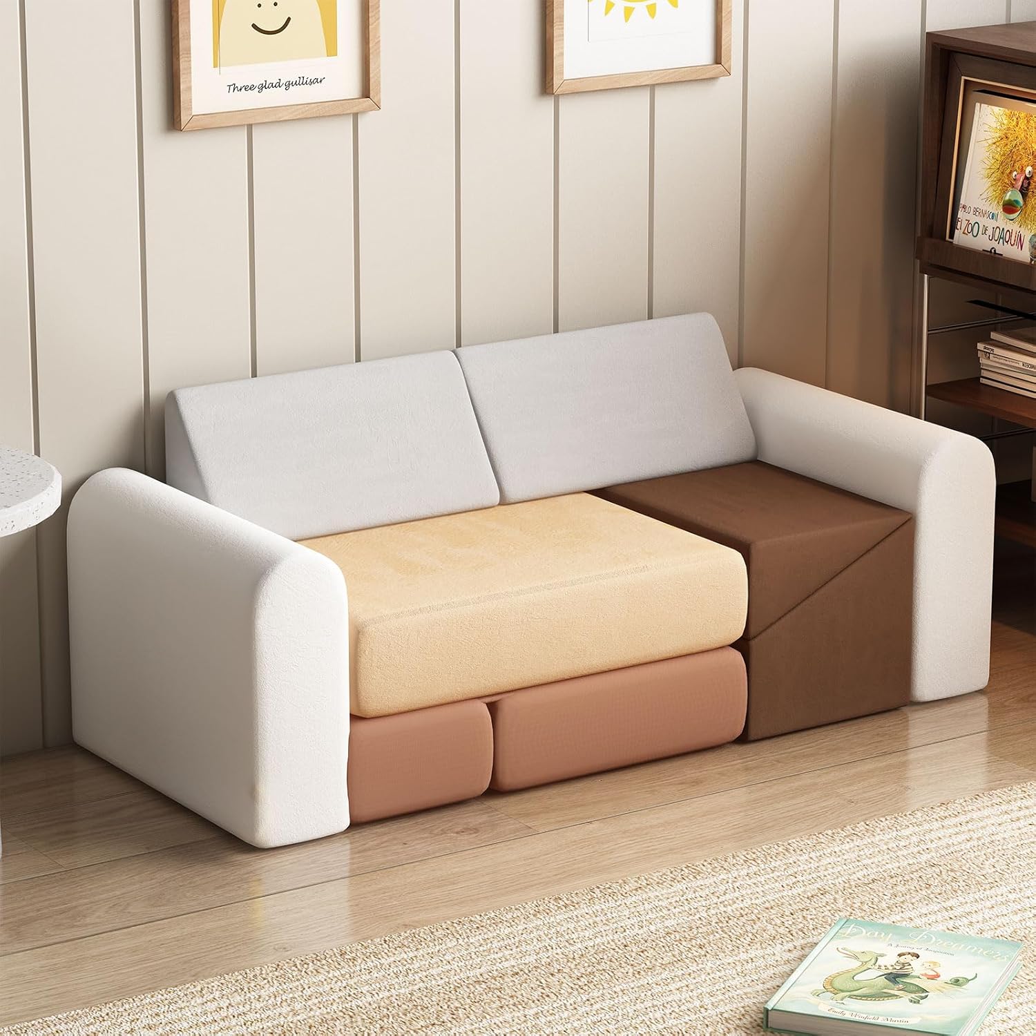 7-Piece Kids Foam Play Couch & Climbing Playset