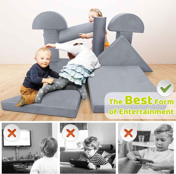 10pcs Extra-large Kids Modular Couch & DIY Play Blocks