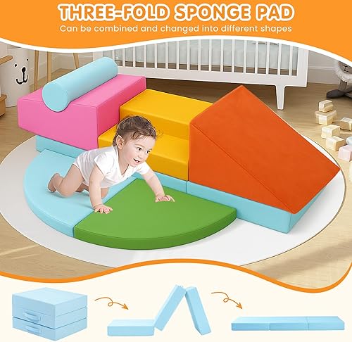 7PCS Toddler Foam Modular Climbing and Sliding Play Set