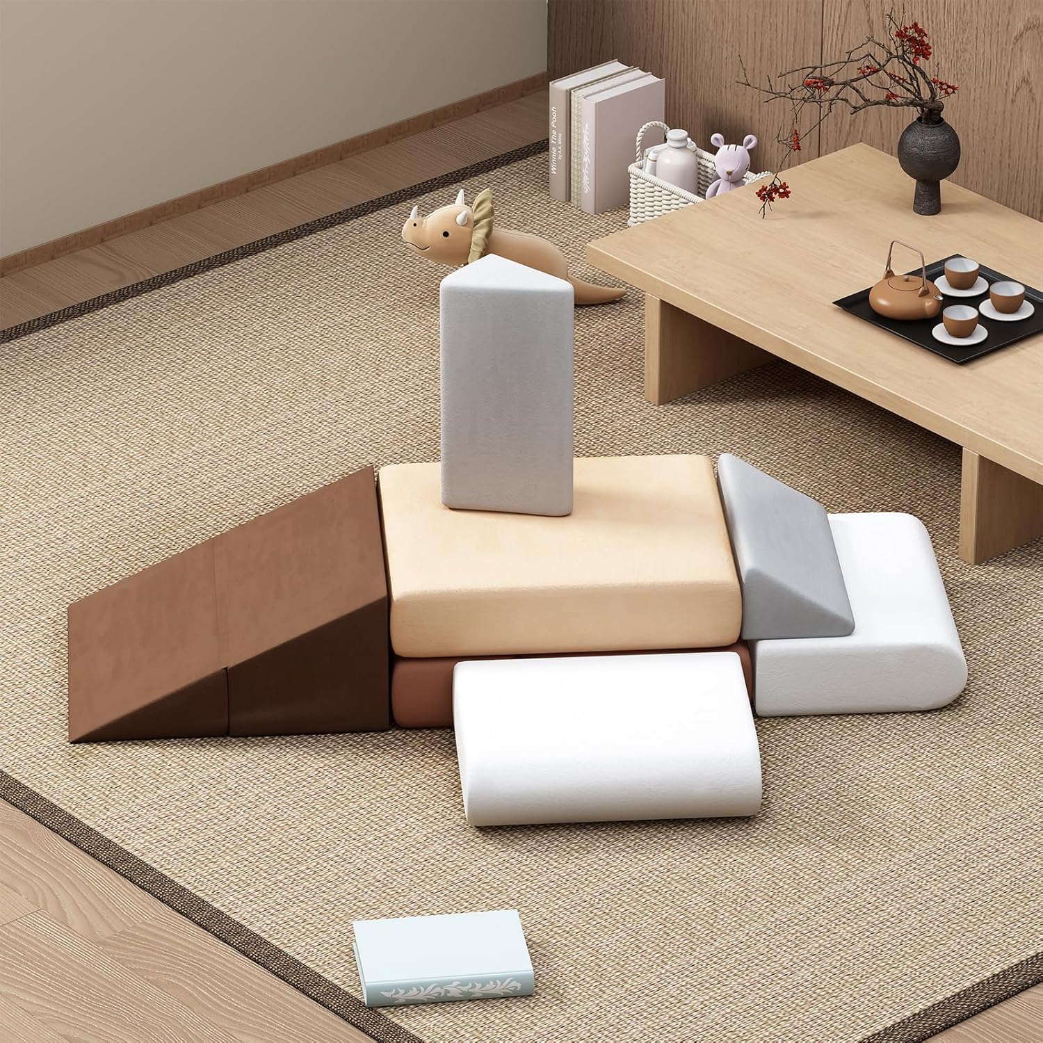 7-Piece Kids Foam Play Couch & Climbing Playset