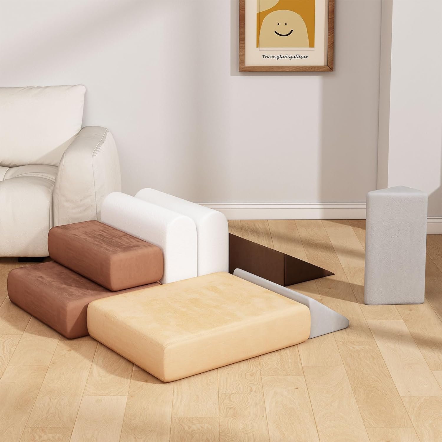 7-Piece Kids Foam Play Couch & Climbing Playset