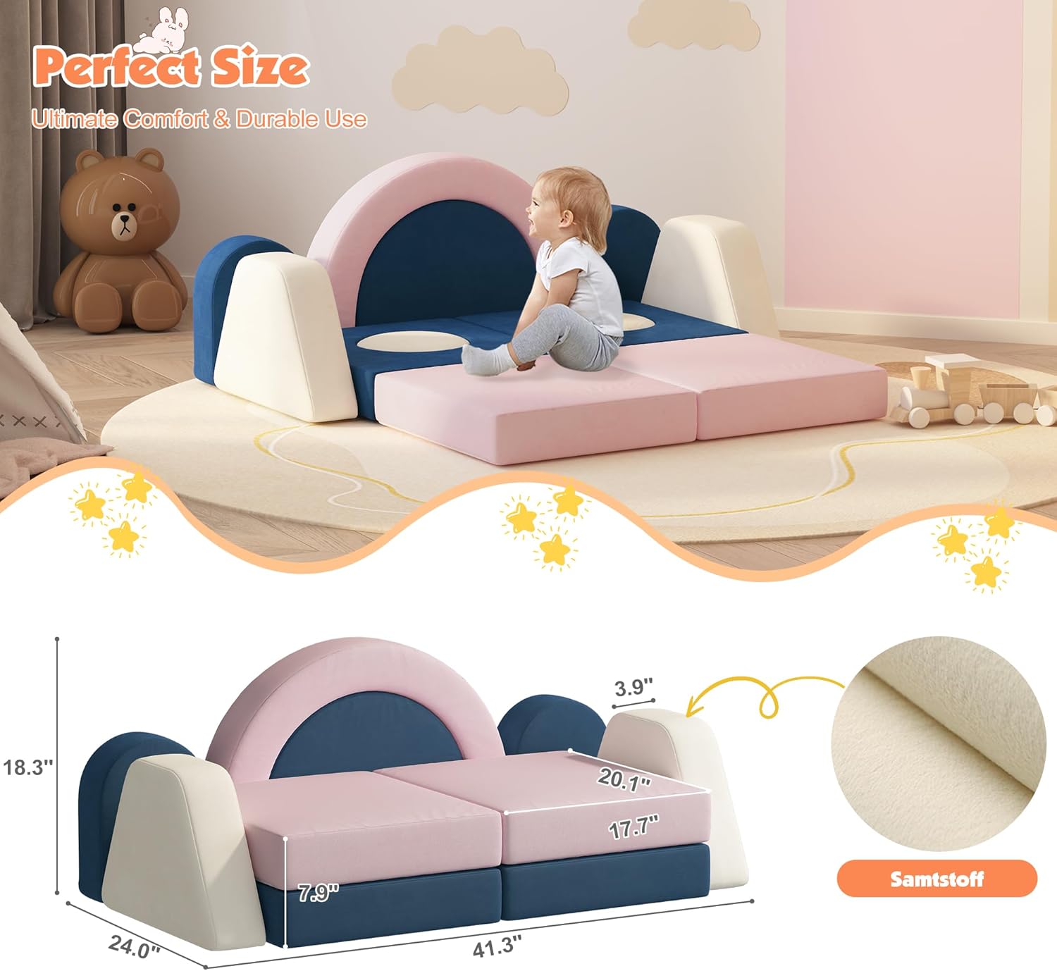 12 PCS Modular Kids Foam Play Block Couch